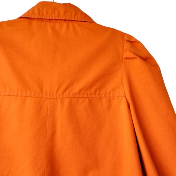 Anthropologie Elevenses Orange Spring Button Up Pea coat- trench style Jacket 2 - Picture 11 of 14